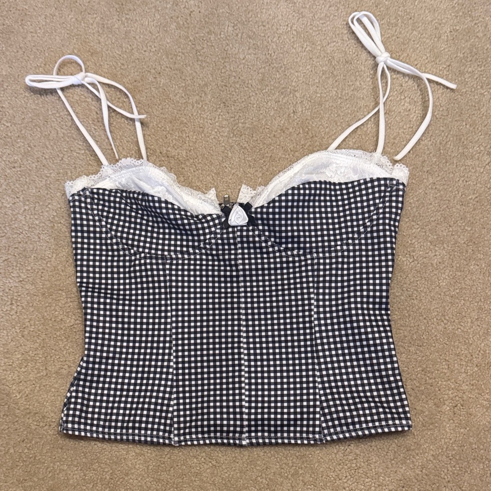 Edikted Black and White Gingham Crop Top